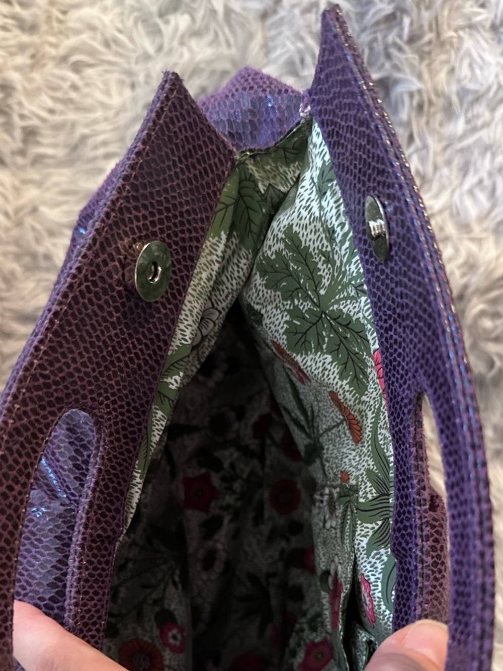 NYC by Perlina Purple Handbag in Vegan Snakeskin - Picture 6 of 8